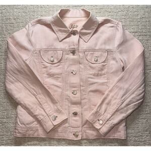 J.Jill Women’s Small Linen Cotton Jacket Pink Button Front Lightweight Layering